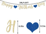 Happy Father's Day Glitter Gold Banner Garland Decorations for Dad Papa Party Supplies