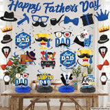 Father's Day Decorations Set Blue Glitter Banner Hanging Swirls Honeycomb Centerpieces Party Supplies
