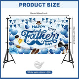 Happy Father's Day Blue Backdrop Banner 70.9x43.3 Inch Indoor Outdoor Party Decorations