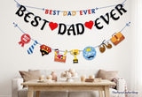 2PCS Best Dad Ever Banner Set Happy Father's Day Pre-Assembled Garland Decorations for Dad Birthday