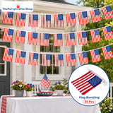 USA Patriotic Bunting Flags | Double Sided 4th of July Porch Banner, Outdoor Decor