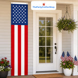 American Flag Patriotic Bunting | Embroidered Stars Wall Hanging Flag | 4th of July Porch Decor