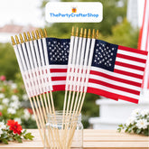 12 PCS USA Stick Flags | Patriotic Decor, Memorial Day, 4th July, 250th Anniversary