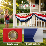 2 Pack Patriotic American Flag Bunting | Red White Blue Porch Banner (Outdoor Decor)