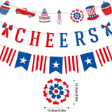Patriotic Party Garland | "Cheers" & American Flag Banners, Red White Blue Decor
