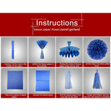 Red White Blue Party Decorations | Tissue Paper Flowers, Pom Poms, Banner, Tassels