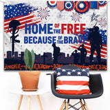 Patriotic Soldier Backdrop | Home of the Free Military Banner, 4th of July Decor