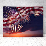 American Flag Fireworks Backdrop 7x5 Ft | 4th of July Independence Day Photo Banner | Patriotic Party Decor