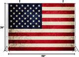 Retro American Flag Backdrop 5x3 Ft | Patriotic Stars Stripes Photo Banner (Independence Day Decor)