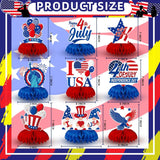 Patriotic Honeycomb Centerpieces | American Flag USA Balloons Table Decor (9 Pcs)