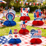 Patriotic Honeycomb Centerpieces | American Flag USA Balloons Table Decor (9 Pcs)