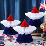 Patriotic Honeycomb Centerpieces | Red White Blue Star Table Decor (6 Pcs)
