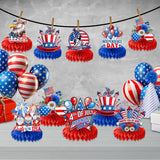 9 Pcs Patriotic Honeycomb Centerpieces | 4th of July Independence Day Table Decor