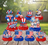 9 Pcs Patriotic Honeycomb Centerpieces | 4th of July Independence Day Table Decor