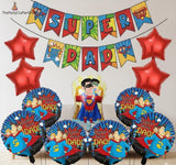 10PCS Super Dad Father's Day Balloon Kit Banner Superhero Theme Party Decorations for Dad