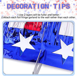 Patriotic Foil Fringe Garland: Red, White, Blue Tinsel Banner (2 Pack)