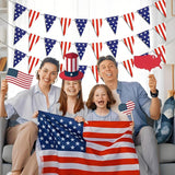 American Flag Triangle Bunting Garland: Patriotic USA Stars Stripes Banner Decorations