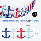 Nautical Anchor Garland: Red, White, Blue Patriotic Party Decorations