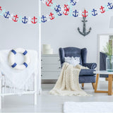 Nautical Anchor Garland: Red, White, Blue Patriotic Party Decorations