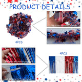 8PC Patriotic Foil Fringe Garland: Red, White, Blue Tinsel Decoration Set