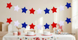Felt Star Garland: Red, White, Blue Patriotic Banner for 4th of July Decorations