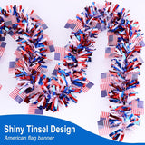 50FT Patriotic American Flag Tinsel Garland Red White Blue 4th of July Decorations