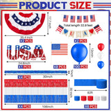 128PCS Patriotic Parade Float Decoration Kit 250th Anniversary USA Garland Banner Set
