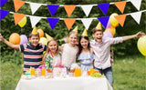 2 Pack Orange Blue White Pennant Banner Flags 60FT Triangle Bunting Party Decorations