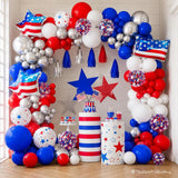 Patriotic Balloon Garland Kit: Red, White, Blue, Flag, Star Balloons (4th of July)