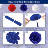 27PCS Patriotic Party Decoration Set USA Flag Banner Paper Fans Flower Balls & Swirls