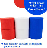 6 Rolls Patriotic Crepe Paper Streamers 492FT Red White Blue Party Decorations