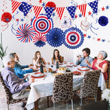 27PCS Patriotic Party Decoration Set USA Flags Paper Fans Flower Balls & Hanging Swirls