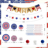 Patriotic Love USA Party Decoration Kit Paper Fans Pom Poms Star Streamers & Swirls