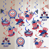 24PCS Patriotic Hanging Swirl Decorations USA Independence Day Ceiling Streamers Party Decor