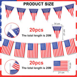 American Flag Banner & 20 USA Stick Flags Patriotic 4th of July Party Decorations