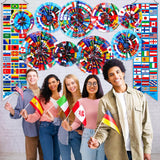 11PCS International World Flags Party Decorations Paper Fans Porch Banner Multicultural Event Decor
