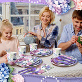 400PCS Hydrangea Floral Party Dinnerware Set Plates & Napkins Bridal Shower Baby Shower Supplies