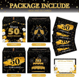 50th Birthday Message Card Box: Black Gold Wishes Advice Holder Party Decoration