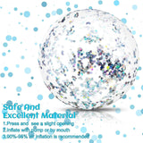 Silver Glitter Beach Balls, 24 Inch Confetti Pool Party Decorations (Set of 6)