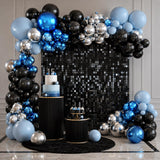 Blue Black Silver Balloon Arch Kit: Metallic Garland Decor