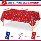 3 Pack Patriotic American Flag Tablecloths 54x108 Inch Disposable Party Table Covers