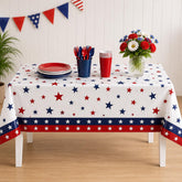 3 Pack Patriotic Stars Tablecloths 54x108 Inch Disposable USA Party Table Covers