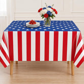 2 Pack Patriotic American Flag Tablecloths 54x108 Inch 250th Anniversary Party Covers