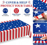 2 Pack Patriotic Tablecloths 54x108 Inch Disposable 4th of July Party Table Covers