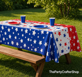 3 Pack Patriotic Stars & Stripes Tablecloths 54x108 Inch Disposable 4th of July Party Covers