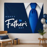7x5FT Happy Father's Day Backdrop Blue Necktie Super Dad Party Photo Banner