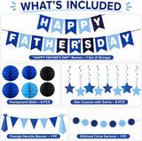 17PCS Father's Day Decorations Set Banner Hanging Swirls Honeycomb Balls Navy Blue Party Supplies