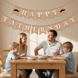Happy Father's Day Rustic Burlap Banner with Mustache Garland Decorations for Dad Party