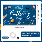 Happy Father's Day Backdrop Banner 5.9x3.6FT Light Blue Photo Booth Party Decorations