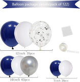 Navy Blue Silver Balloon Arch Garland Kit 122 Pcs White Confetti Party Decor